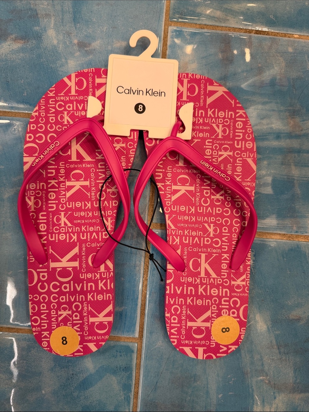Calvin Klein Pink Logo Flip Flop Sandals